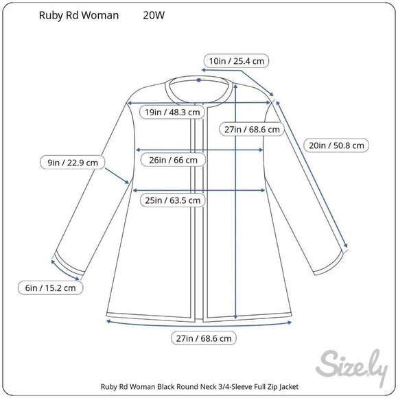 Ruby Rd Woman Black Round Neck Long Sleeve Full Zip Jacket Women's Sz 20W - Picture 16 of 16